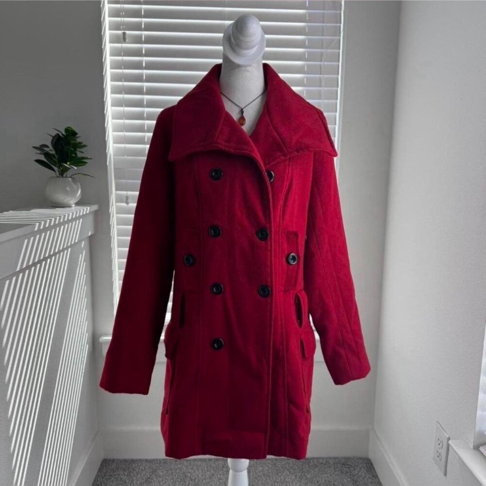 AGB Red Double-Breasted Peacoat ❤️ | Timeless Preppy Winter Style